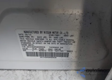 2013 Infiniti G37X from USA, damaged, VIN JN1CV6AR5DM355536